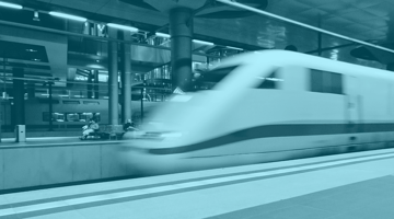 Modern train entering station